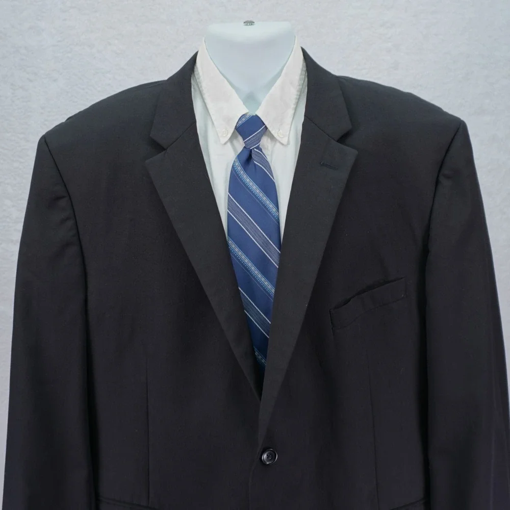 Pronto Uomo‎ Platinum Wool Black 2 Button Blazer 50L Tagged 52L
